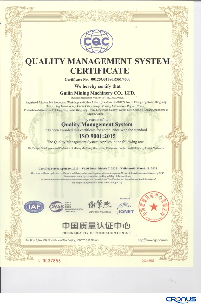 Certificado de gestión de calidad ISO 9001